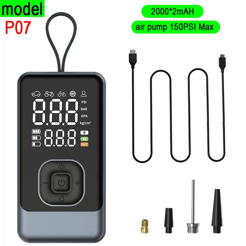 Multi functional portable wireless tire inflation car digital display tire inflation pump car mounted inflation pump Inflator Battery Powered