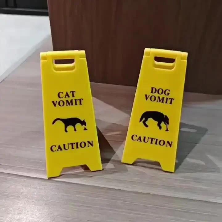 1pc Cat Vomiting (wet Ground) Sign Funny Sign Cat Dog Vomiting Sign