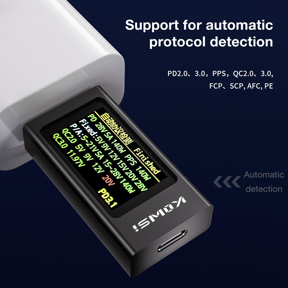 KWS-X1 Digital Voltmeter 3.3-36V 0-12A Type-C Voltage 240W USB Tester Fast CHARGING Trigger Meter HD IPS Display