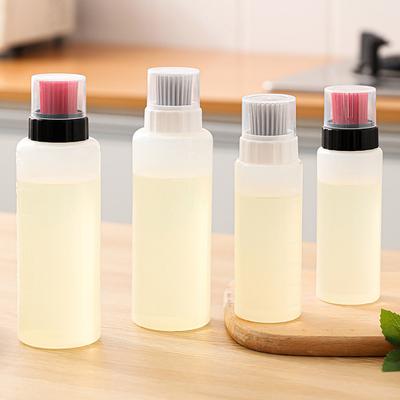 Bottiglia di olio trasparente con scala con setole flessibili, design per uso alimentare, contenitore per olio senza BPA, strumento per friggere