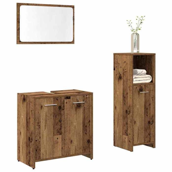 VidaXL 3-piece Bathroom Furniture Set Engineered Wood, Bathroom Cabinet, Bathroom Cupboard, Furniture 3328559