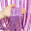 Cortina de chuva com pontos de laser com PET colorido brilhante para decoração de parede de festa de aniversário infantil, suprimentos de decoração