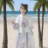 2025 Girls' Purple Hanfu Mamian Set - Ancient Style Two-Piece Tang Suit for Spring/Autumn