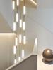 Led Long Chandelier Golden Black Line Hanging  Lights Compound Attic Living Room Dining Room Mall Stairs Chandelier