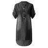 Women's Summer Casual V Neck Denim Long Party Dresses Short Sleeve Swing Dress