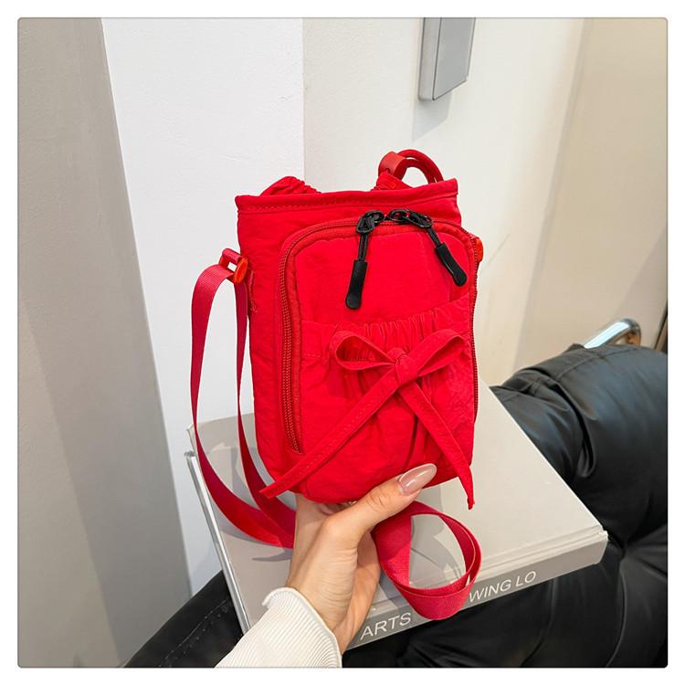 

Crossbody bag women s new versatile simple bow small square bag casual going out mobile phone bag червоний