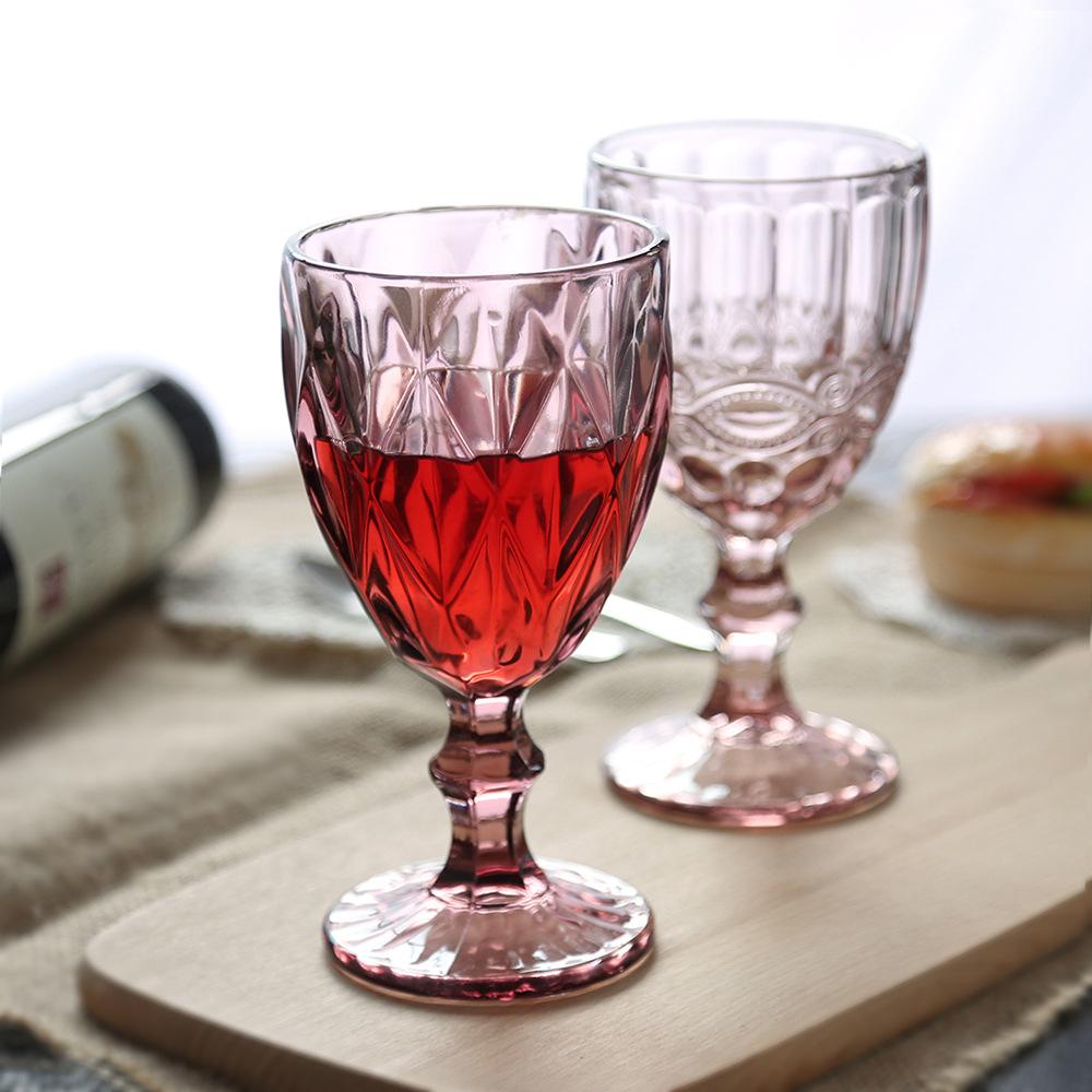 European relief red wine glass stained glass beverage cup thickened juice milk cup wedding goblet