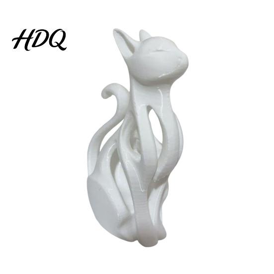 Durable Cat Decor 3D Printed Hollow Figurine Modern Black White Kitten Statue