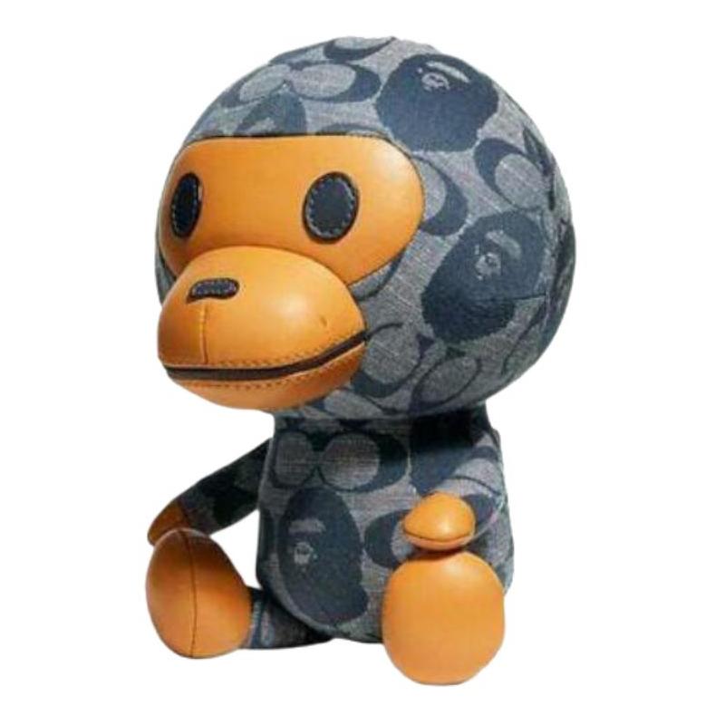 Coach BAPE BLACK Joint Model Collectible Characters Chambray Collection Leather Doll Bag Peripherals Same Style for Men and Women, Navy Blue Navy Blue