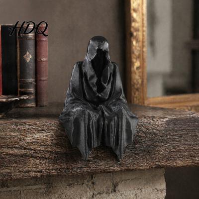 Creative Halloween Party Props 3D Printed Tabletop Gothic Figurine Grim Reaper Sitting Statue Minimalist Desktop Decorations Spooky Sculpture