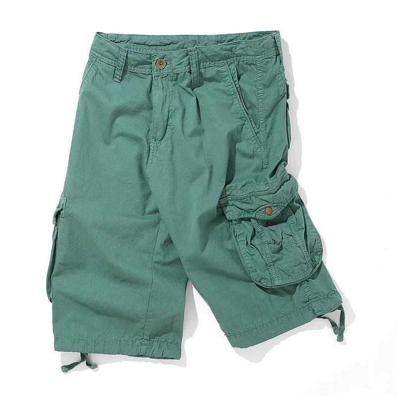 Men Loose Cargo Shorts Summer Men Fashion Casual Shorts Mens Military Cotton Cargo Pants Male Tactical Army Green Shorts