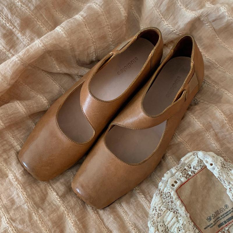 New Women Shoes High-end Comfort Leather Shoes Square Toe Thick Heel Genuine Leather Mary Jane Luxurious Elegant Spring Sandals