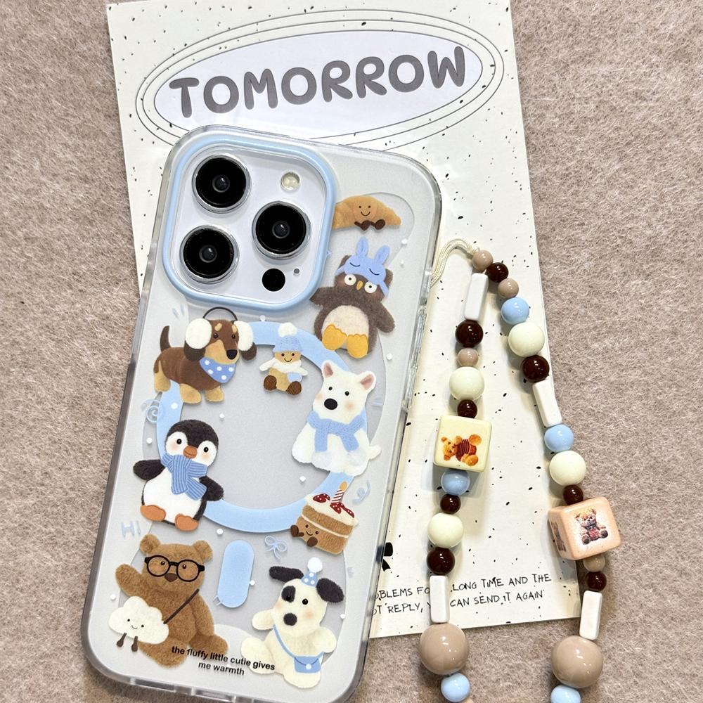 Winter Animal Penguin Shaking Apple 16 Double Layer IPhone 15 Magnetic Bracket 14 Cute 13 Mobile Phone Case