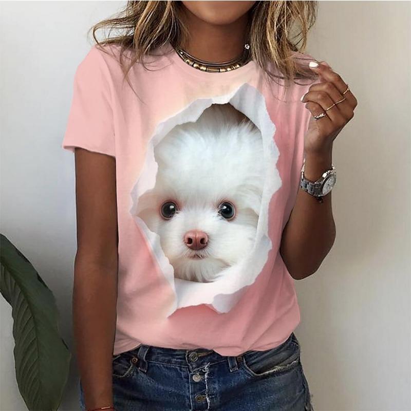3d Kawaii Cat Print Tshirts Women's T Shirts Funny Fashion Short Sleeve Top Women Y2k Oversized Female Clothing Aesthetics Tees