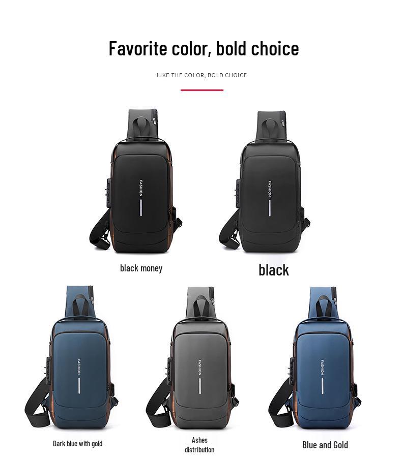 Men's USB Charging Water-Repellent Crossbody Chest Bag