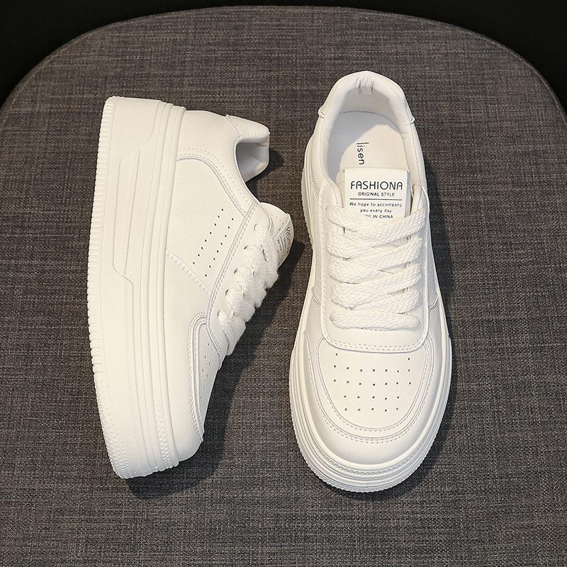 Small white shoes women's 2025 new spring muffin thick-soled soft leather women's shoes spring and autumn versatile breathable casual shoes