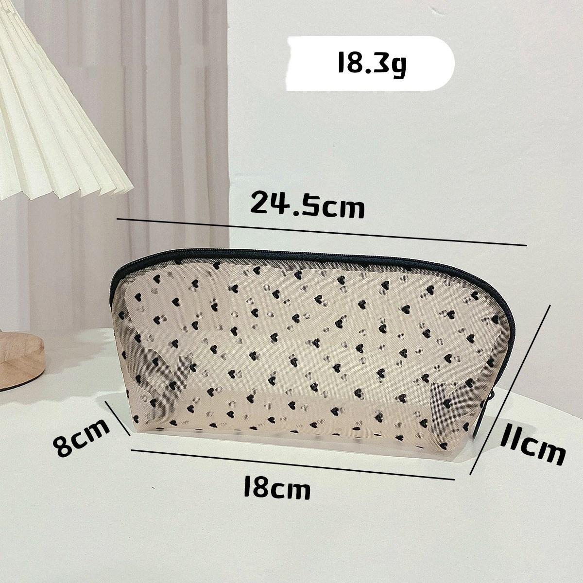 

1 шт. косметичка черная сетчатая косметичка в форме сердца на молнии косметичка большая косметичка для женщин и мужчин дорожные косметички 18*11*8cm