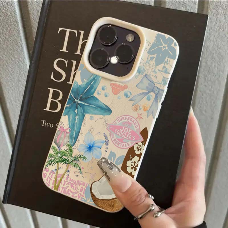 Watercolor Tropical Coconut Palm Floral Pattern Design Protective Cover for iPhone 17 16 15 14 13 12 11 16E Series Pro Max Plus