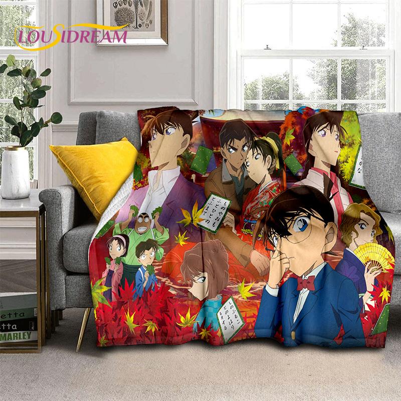 Kreskówka HD Detektyw Conan Anime Koc 3D, Miękki koc do rzucania na dom, sypialnię, łóżko, sofę, na piknik, w podróży, do biura, koc okrywowy dla dzieci