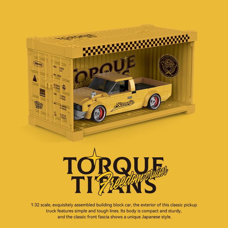 Non-Toxic City Technical Vintage Pickup Truck Car Series Building Blocks Moc Container Trucks Model Bricks Diy Toys For Kids Birthday Gift