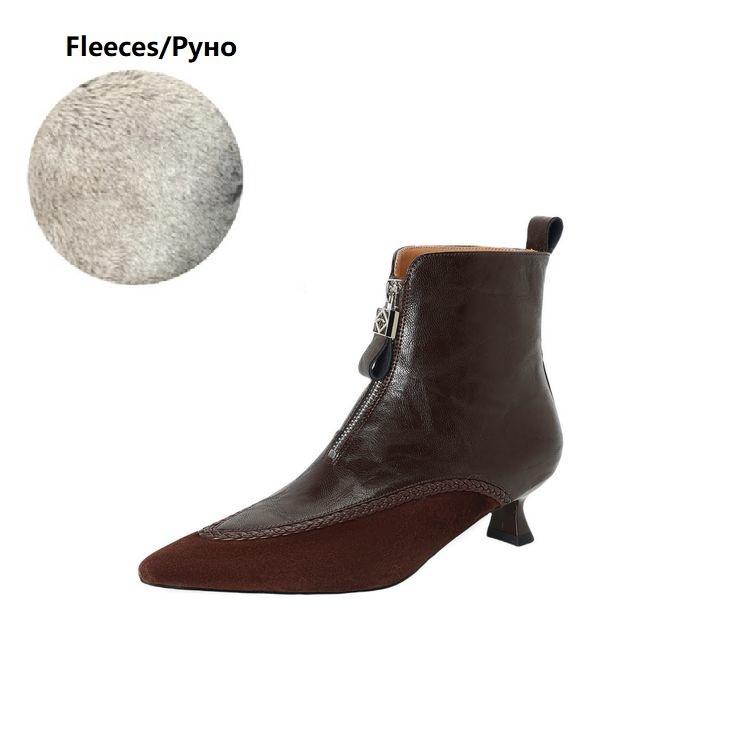 

Модные НОВЫЕ Осенние Женские Ботинки Острый Носок Каблук-рюмочка Обувь из Спилка Женские Ботинки на Высоком Каблуке Современные Ботинки Повседневная Обувь Ботинки на Молнии 40