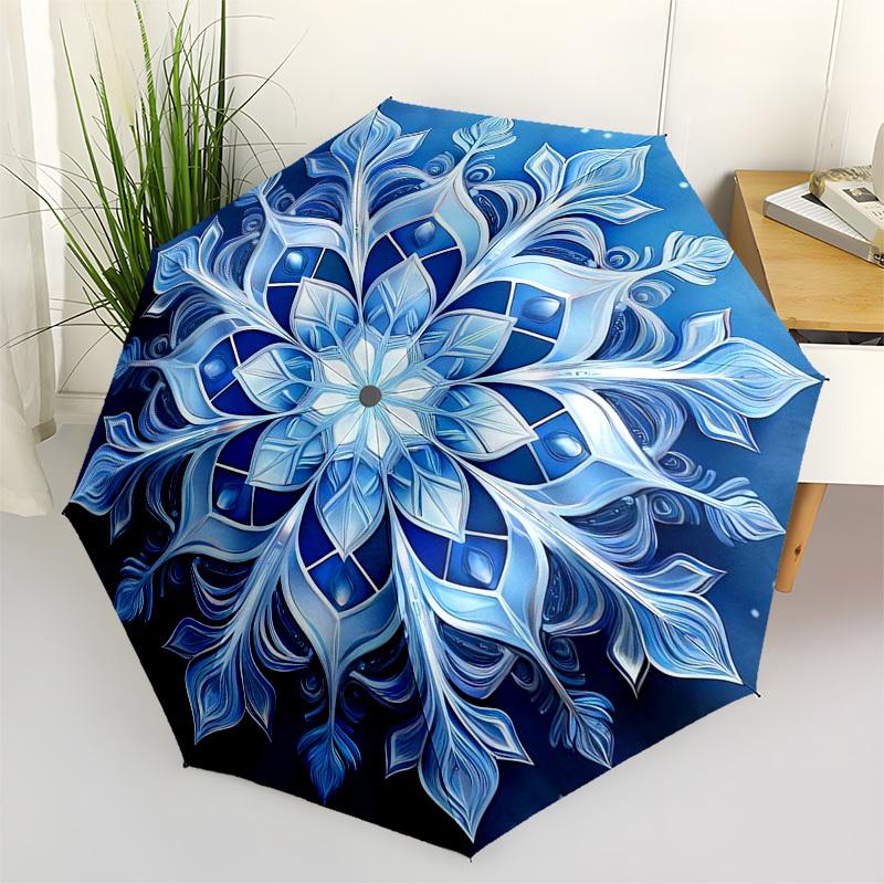 1pc Snowflake Mandala Design Umbrella with Plastic Handle,Suitable for All Seasons Umbrellaptys26078