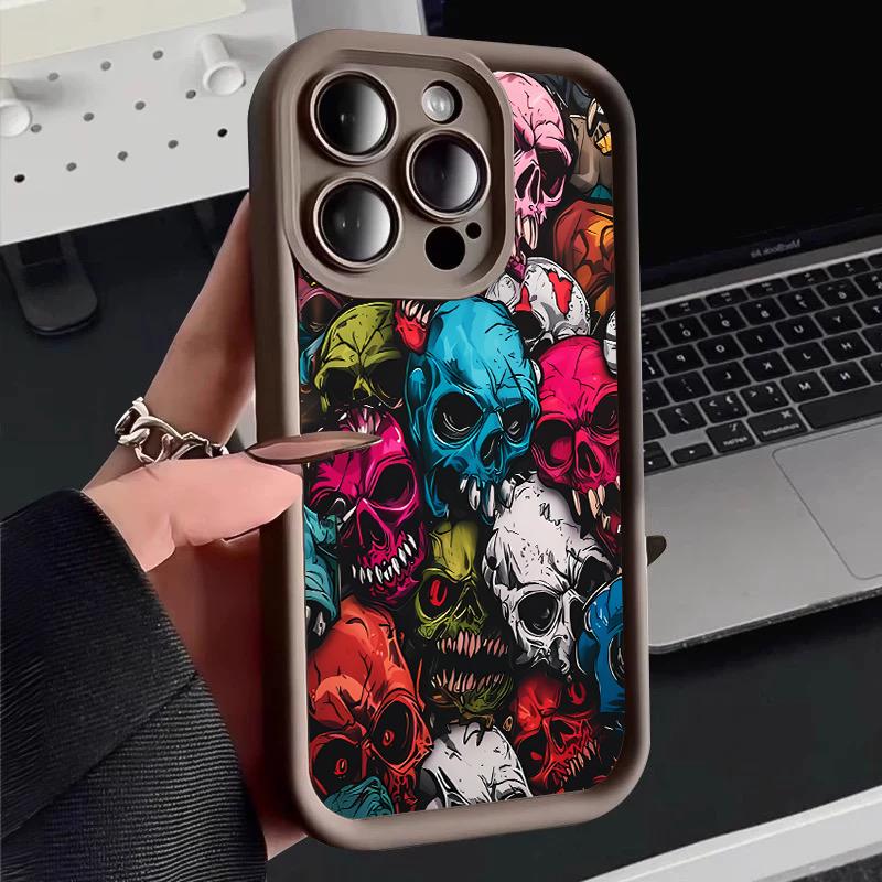 Fashionable Colorful Skull Pattern Phone Case For iPhone 17 16 15 14 13 12 11 Pro Max 17 Air 16E X XR XS 7 8 Plus Soft Cover
