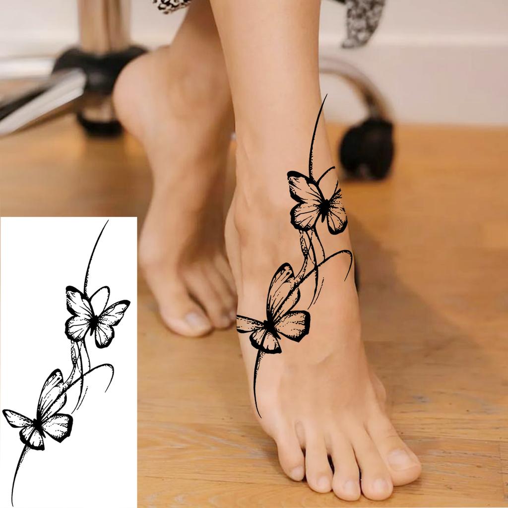 1 Sheet Rose Butterfly Phoenix Temporary Tattoo For Adult Hand Waist, Fake Tatoo Sticker Waterproof Long Lasting Realistic Tatoo