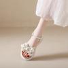 Small fragrant style bow platform sandals female summer wear retro fairy style with skirt small height increase Roman shoes