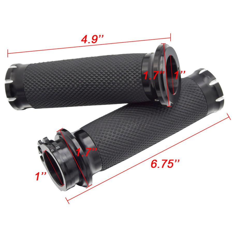 Black CNC 1" Motorcycle Handle Bar Hand Grips For Harley-Davidson Cruiser Chopper