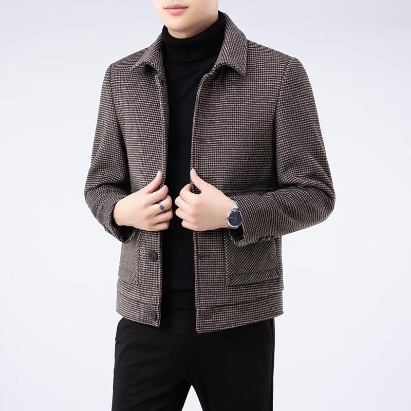 

Firstview Men s Business Casual Plaid Wool Blend Overcoat FV24D1131 XL