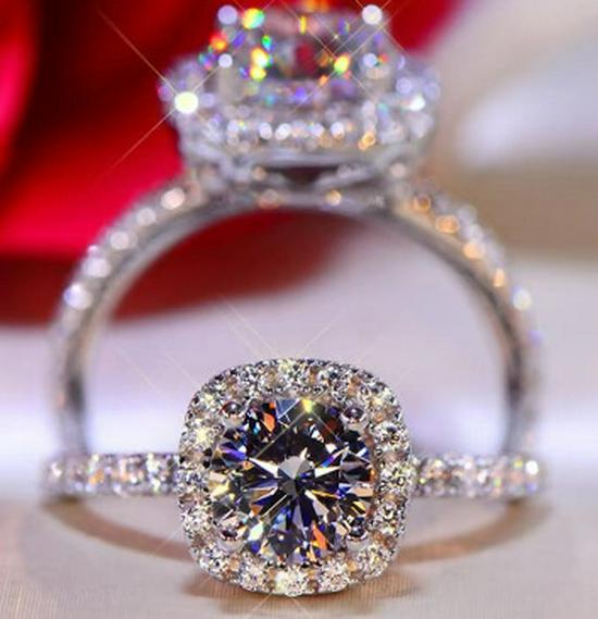 

Жіноча класична каблучка з муасанітом: Регульована імітація срібла S925, Один карат, для пар.