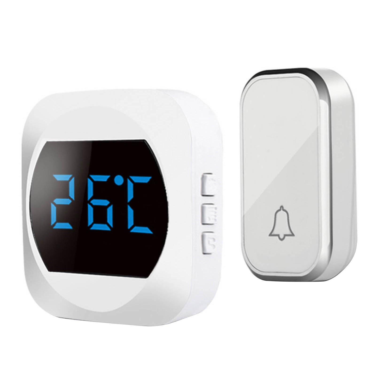 Wireless Doorbell 492ft Range Self Powered 1 for 1 Smart Doorbell with Temp Display for Apartment