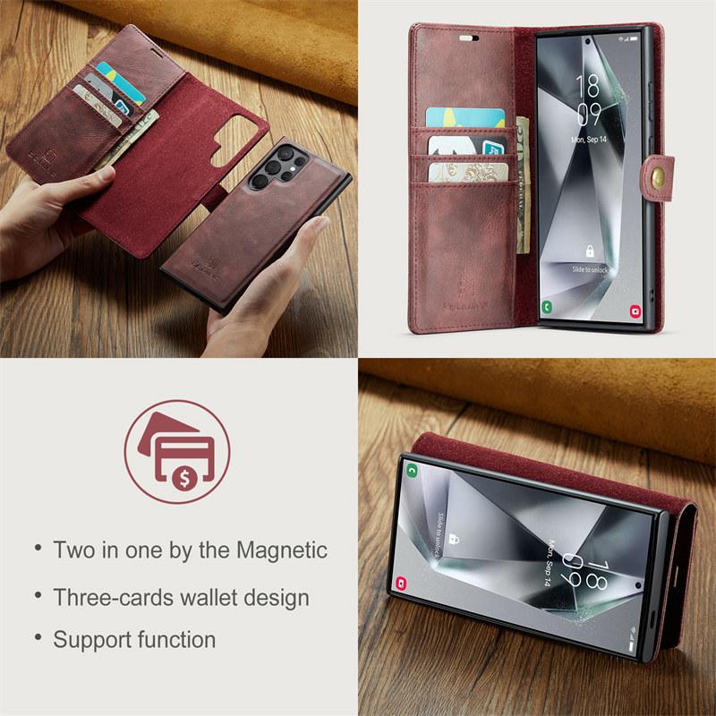Magnetický flip kožené pouzdro na telefon pro Samsung Galaxy S25 FE S25 Edge S24 Ultra S23 Plus S22 S21 S20 Note 20 10 2 v 1 Odnímatelná peněženka kryt na karty Etui