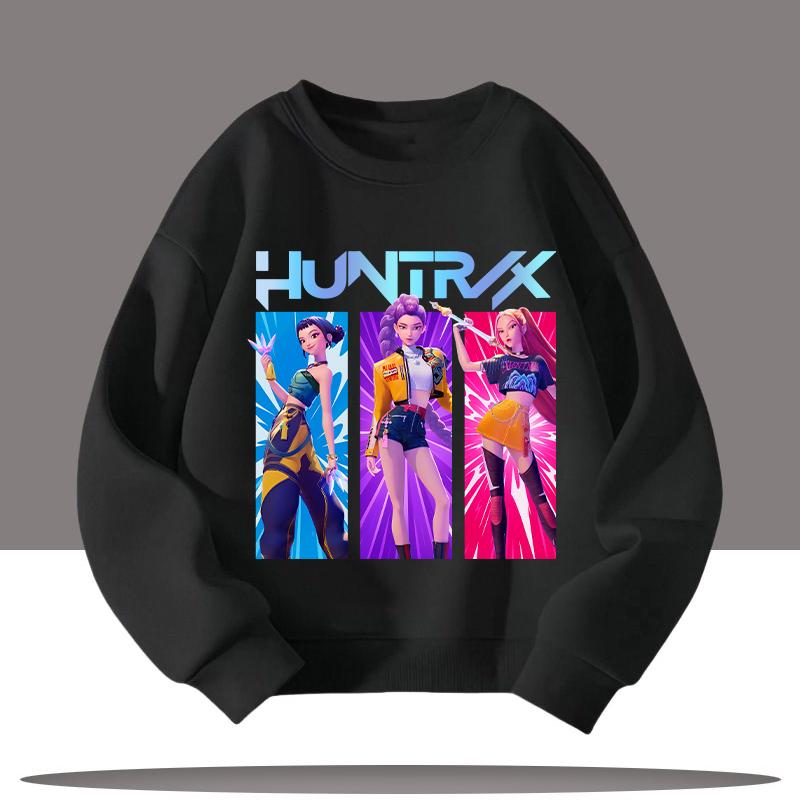 K-pop Demon Hunters New Children s Round-neck Sports Shirt with Cartoon Print Cute Girl Casual Top 100