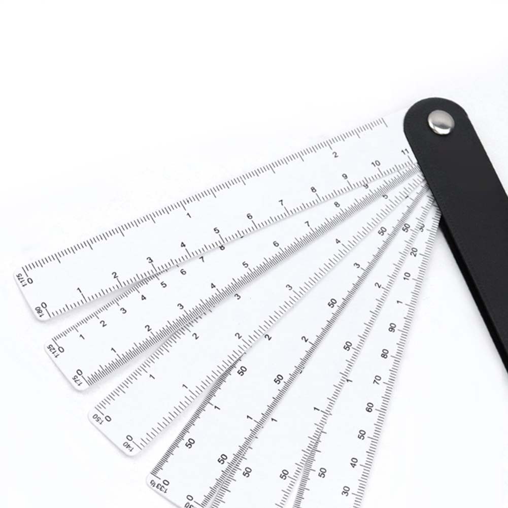 Składany Linijka Kształt Wachlarza Linijka Skalowana 7,7 X 1,1 złożona Linijka Wieloskalowa Przezroczysta Kalibracja Kompaktowa i Przenośna