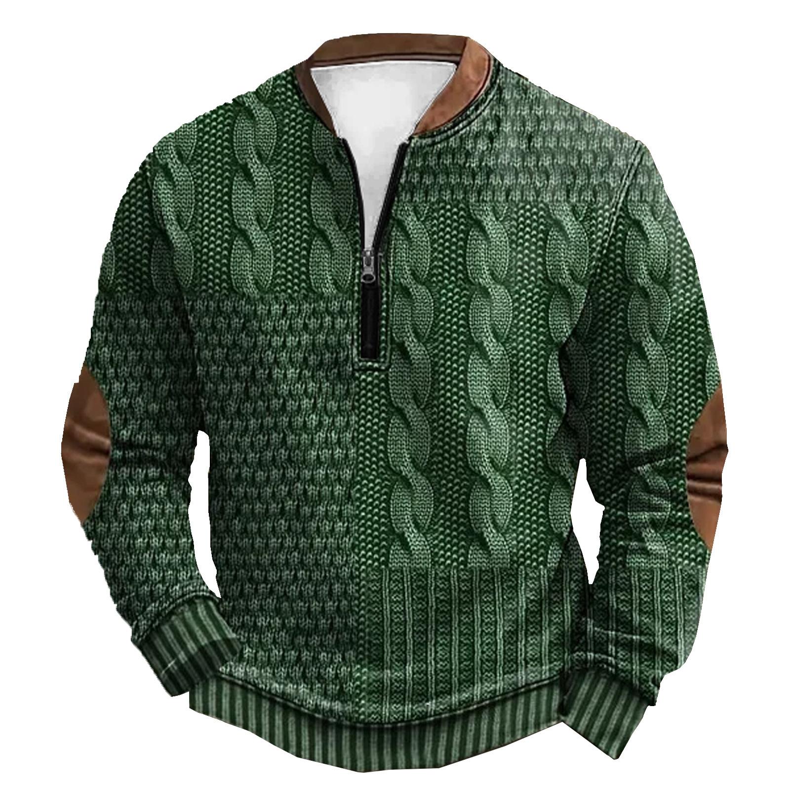 

Чоловіче худі з 3D-принтом, блискавкою до половини спереду, гумовим наконечником на блискавці та довгими рукавами XXXL