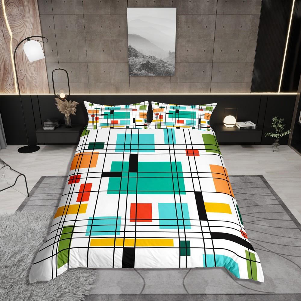 Homewish Adult Chic Watercolor Duvet Cover Set,Gold Oil Printing Artwork Bedding Set,Modern Fashion Abstract Bed Set