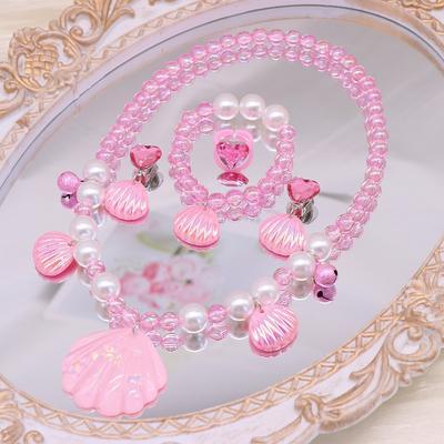 Children's Necklace Accessories, Shell Barbie Pink Cute Girls' Jewelry, Imitation Pearl Bracelet Necklace