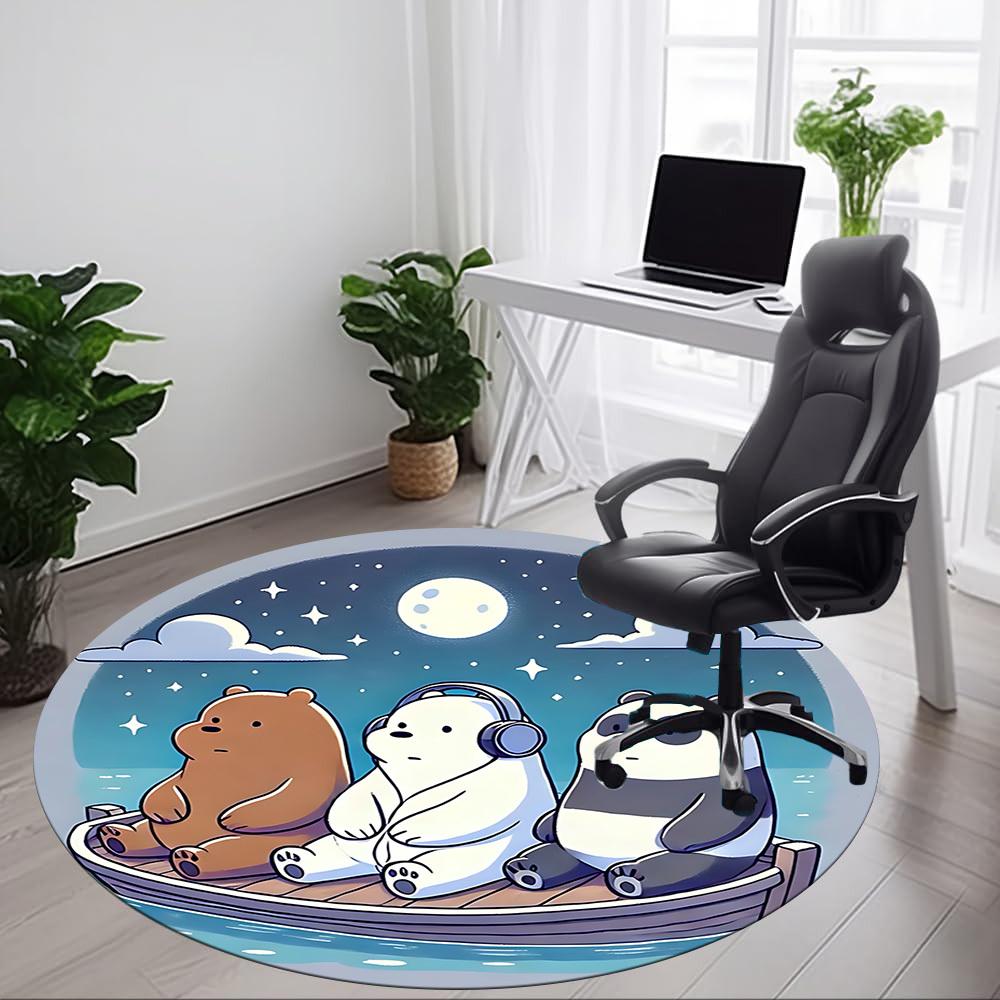 1pc We Bare Bears Office Round Area Rug, Under Office Chairs Bedroom Living Room Home Decor A1022213