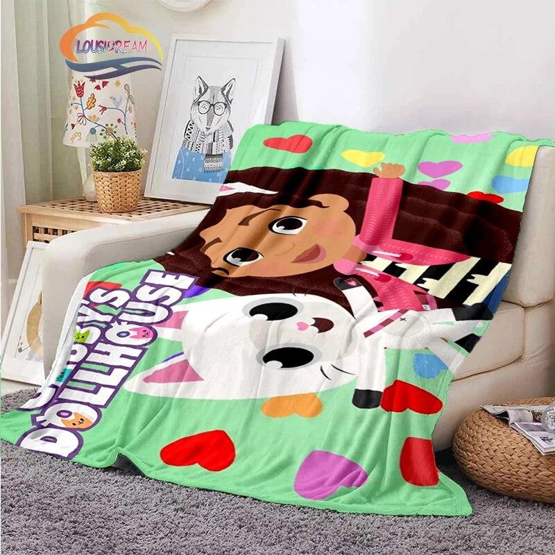 Cartoon Gabby's Dollhouse Cute Cashmere Blanket Children and Girls Warm Portable Plush Cozy Throw Blanket Bed Sofa Blanket