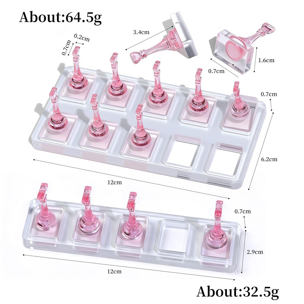 5/10Grid Non-Magnetic Nail Acrylic Display Stand Transparent Holder For Practice Showing Shelf False Nails Holder DIY Salon Tool