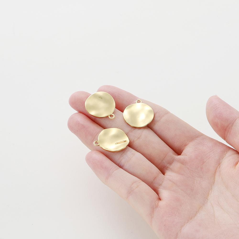 5pcs/Lot 14K 18K Gold Color Plated Wave Pattern Round Pendants With Hole Charm Bracelets Pendants For DIY Jewelry Makings