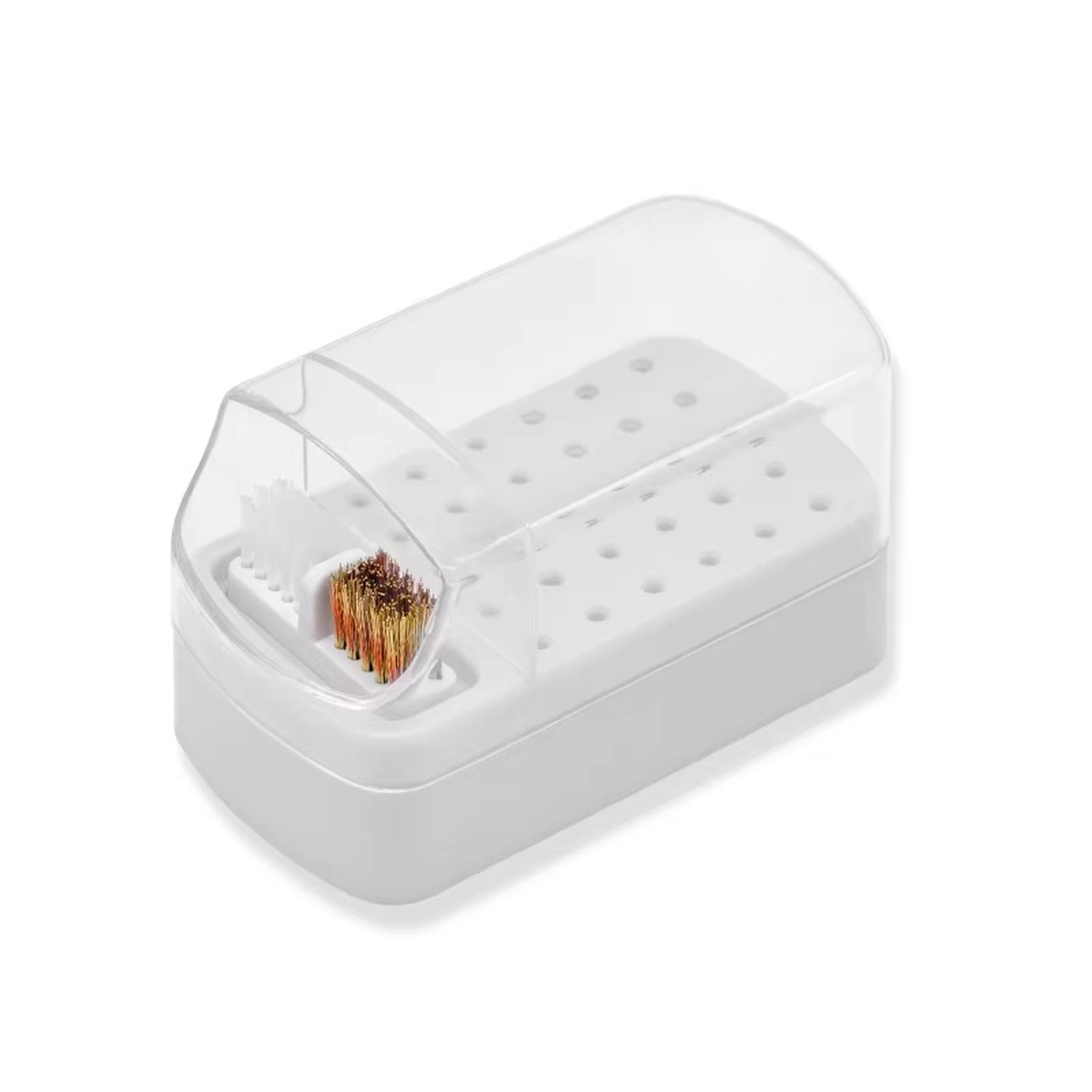 

Holes Nail Drill Bit Holder 2-in-1 Cleaning Storage Organizer Display Case one size білий
