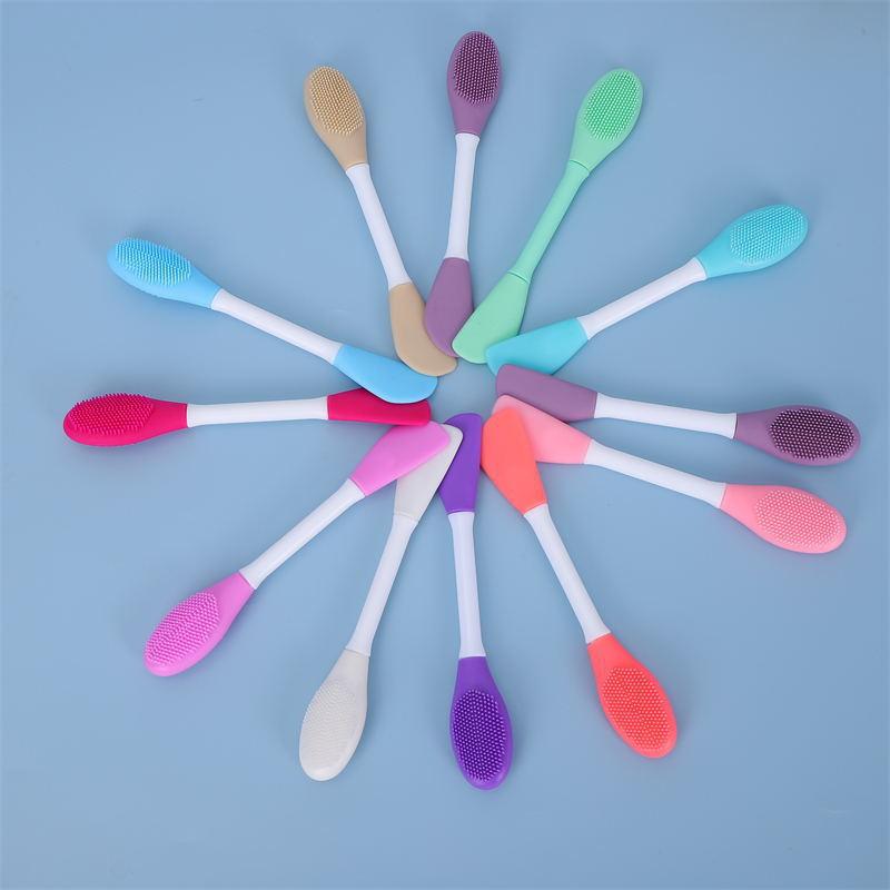Double-Head Silicone Mud Mask Brush Massage Face Washing Makeup Brush DIY Beauty Salon Soft Mask Facial Mask Brush Cleansing Brush