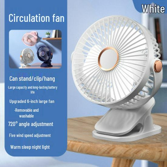 Portable Rechargeable USB Clip-On Fan for Dorms and Desktops