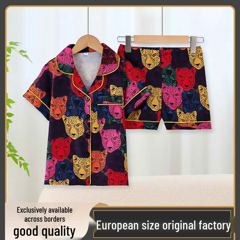 Girls Leopard Print Short-Sleeve Pajama Set - Summer Edition 150
