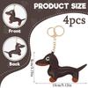 4pcs Leather Dachshund Keychain Dachshund Keychain Bag Pendant Key Chain Cute Puppy Dog Charm Gifts
