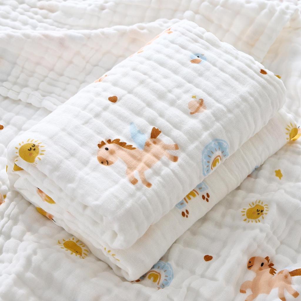 High-Density Six-Layer Pure Cotton Baby Bath Towel and Swaddling Blanket for Newborns and Children
