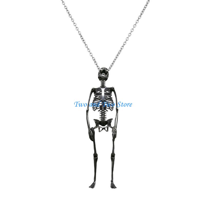 HX6F Vintage Skull Necklace Exquisite Skeleton Clavicle Chain Adjustable Chain Choker Vintage Neckchain Ornament